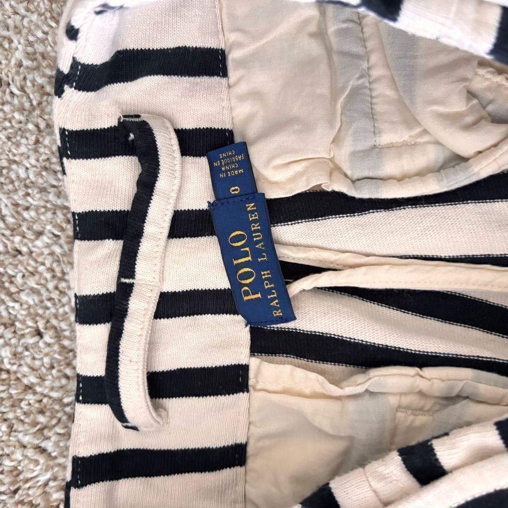 Polo Ralph Lauren Pants Size 4 Striped Straight Leg High Rise Belted Trousers - Picture 3 of 8